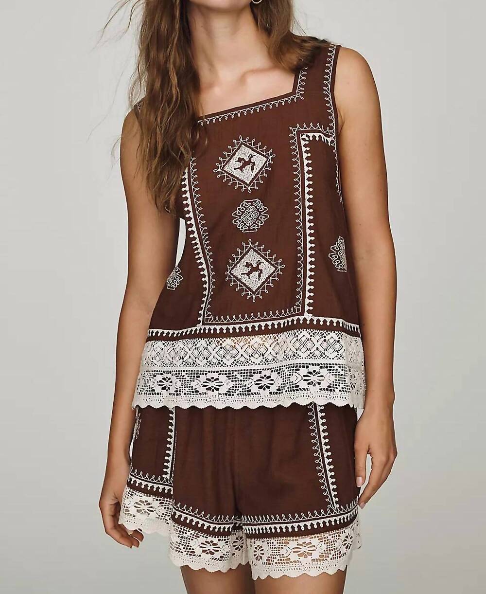 NEW THE GREAT. sparrow square neck tank top in chocolate